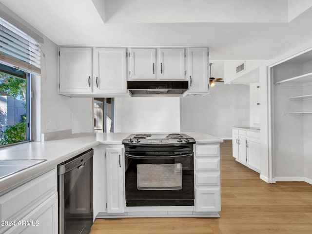 17838 N 45th Ave, Glendale, AZ 85308 - kitchen featuring stainless steel dishwasher, black electric range oven, white cabinetry, and under cabinet range hood