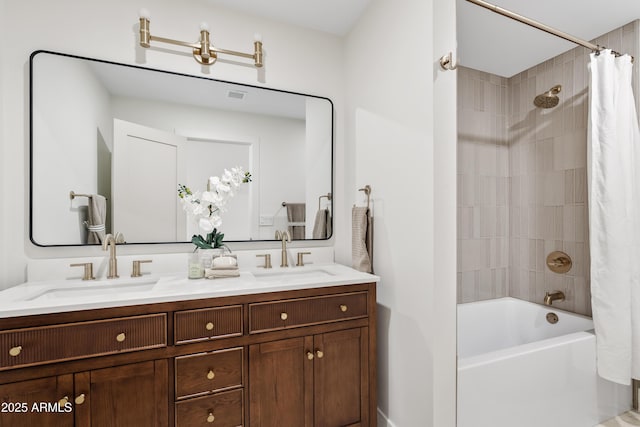 14401 N 60th Pl, Scottsdale, AZ 85254 - bathroom with double vanity and shower / tub combo with curtain