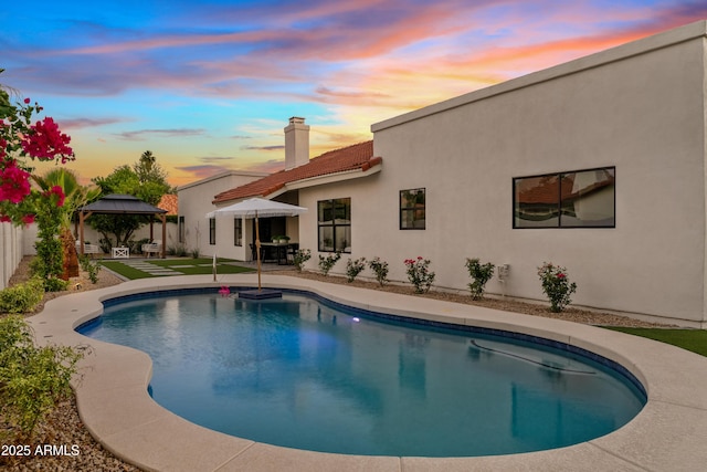 14401 N 60th Pl, Scottsdale, AZ 85254 - outdoor pool featuring a gazebo and a patio area