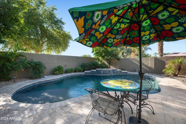 view of pool featuring a patio