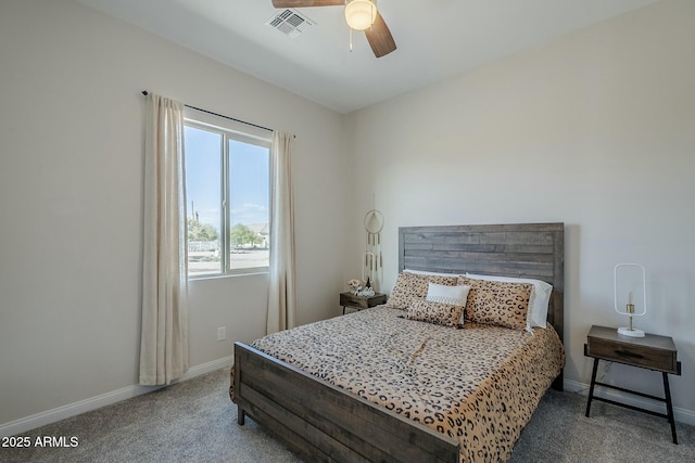 17324 E Quail Track Rd, Rio Verde, AZ 85263 - carpeted bedroom with baseboards, visible vents, and a ceiling fan