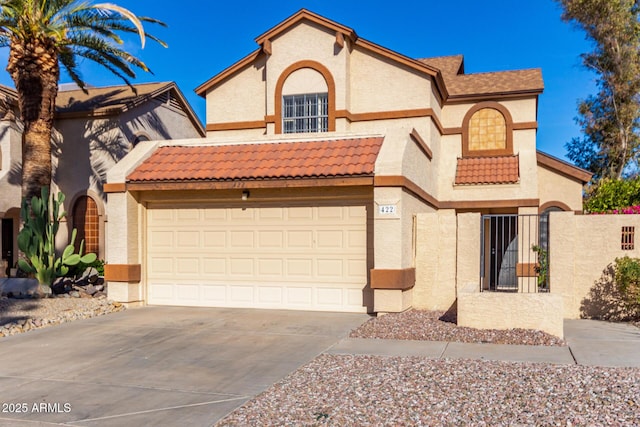 view of front of property with a garage