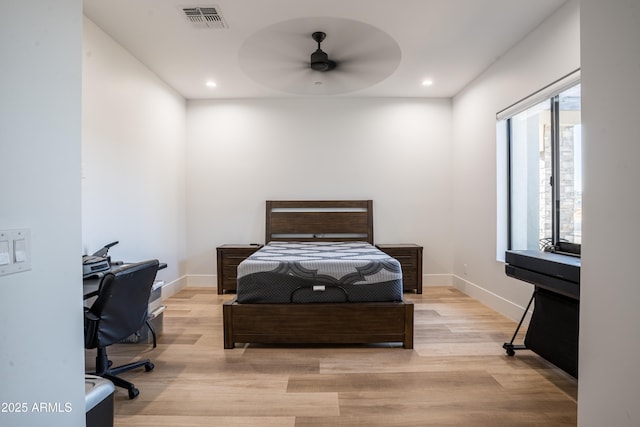 18125 W Montebello Ct Unit 67, Litchfield Park, AZ 85340 - bedroom featuring wood finished floors, baseboards, recessed lighting, an office area, and a ceiling fan