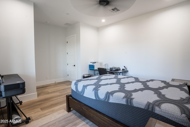 18125 W Montebello Ct Unit 67, Litchfield Park, AZ 85340 - bedroom featuring light wood-type flooring, recessed lighting, baseboards, and ceiling fan