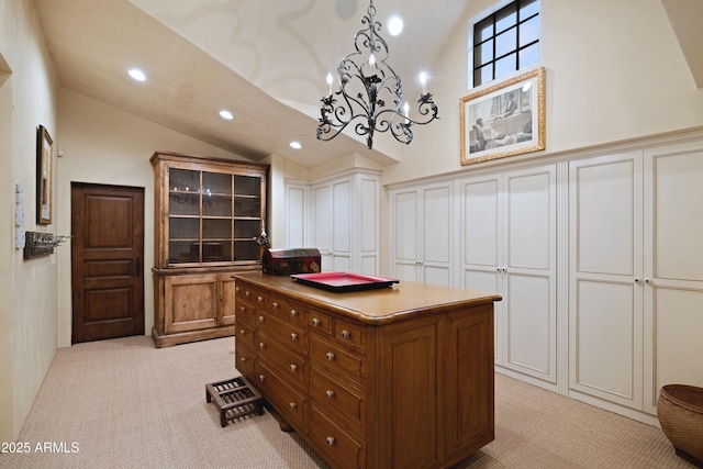 27050 N 103rd St, Scottsdale, AZ 85262 - walk in closet featuring light carpet, lofted ceiling, and a chandelier