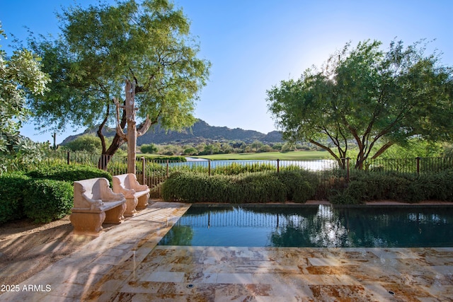 27050 N 103rd St, Scottsdale, AZ 85262 - view of swimming pool with a fenced backyard and a water and mountain view