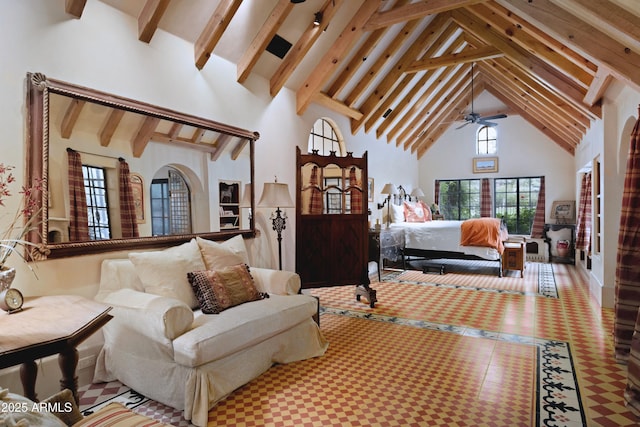 27050 N 103rd St, Scottsdale, AZ 85262 - bedroom with high vaulted ceiling and beam ceiling