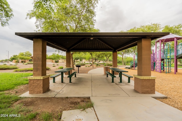 view of home's community featuring a gazebo and playground community