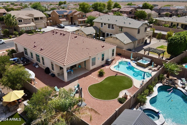 bird's eye view with a residential view