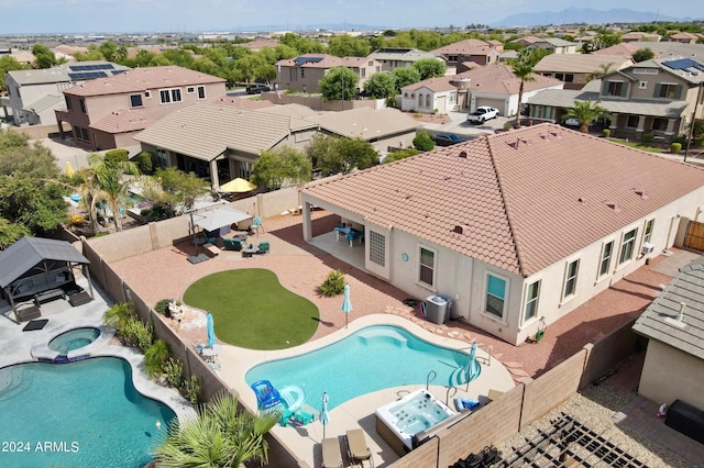 drone / aerial view with a residential view