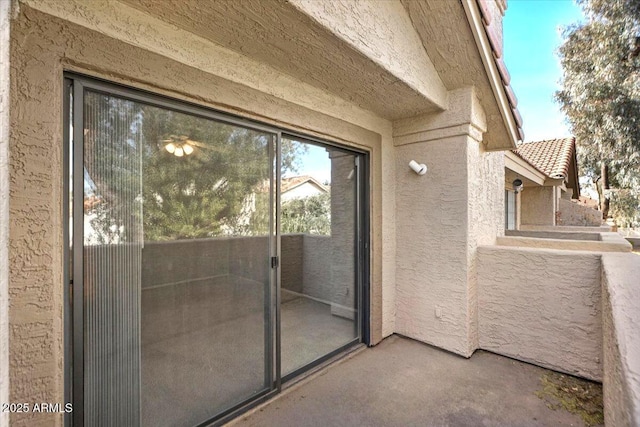 doorway to property with a balcony