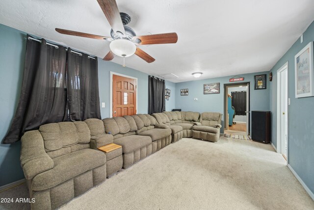 living room featuring carpet