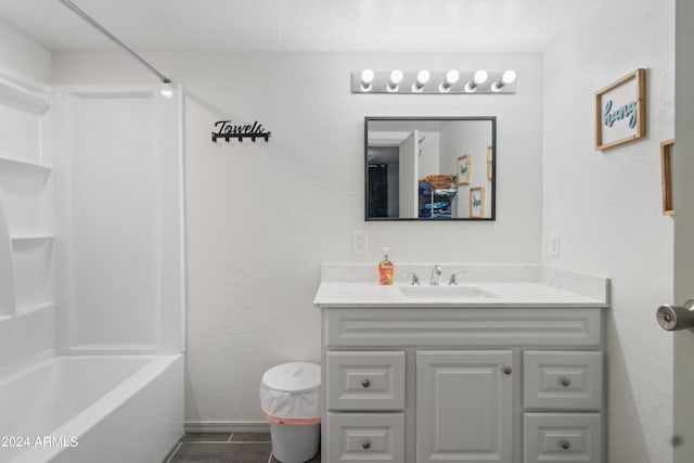 bathroom with vanity and shower / bath combination