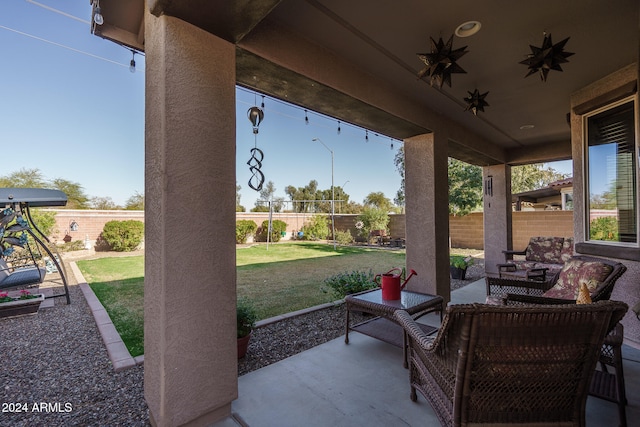 view of patio featuring outdoor lounge area