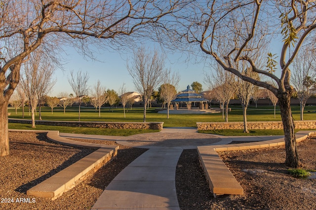 view of community with a gazebo and a yard