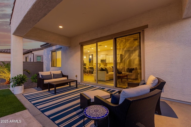 17896 W Amberwood Dr, Goodyear, AZ 85338 - view of patio / terrace featuring outdoor lounge area and fence
