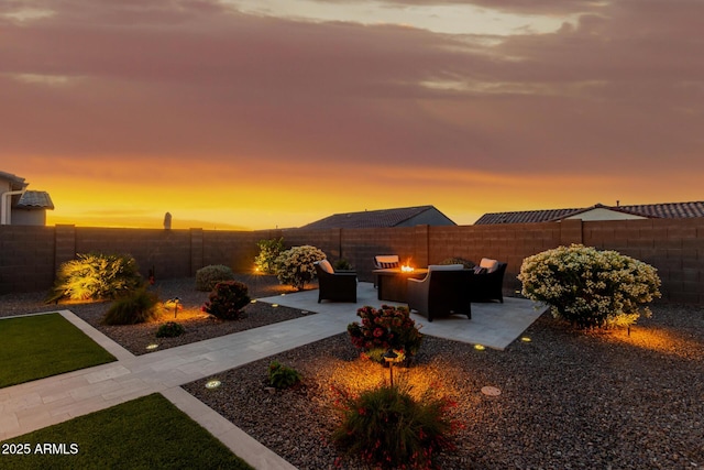 17896 W Amberwood Dr, Goodyear, AZ 85338 - view of yard with a patio area, a fire pit, and a fenced backyard