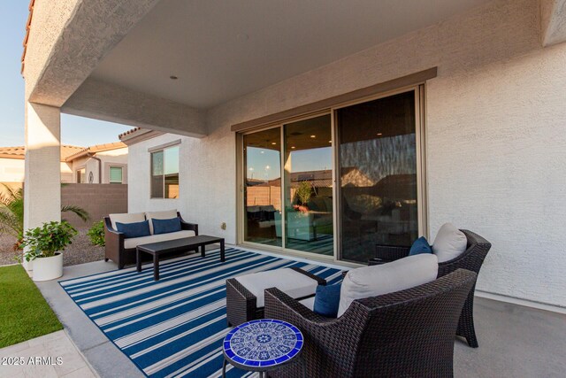 17896 W Amberwood Dr, Goodyear, AZ 85338 - view of patio / terrace featuring fence and an outdoor hangout area