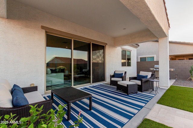 17896 W Amberwood Dr, Goodyear, AZ 85338 - view of patio featuring an outdoor living space and fence