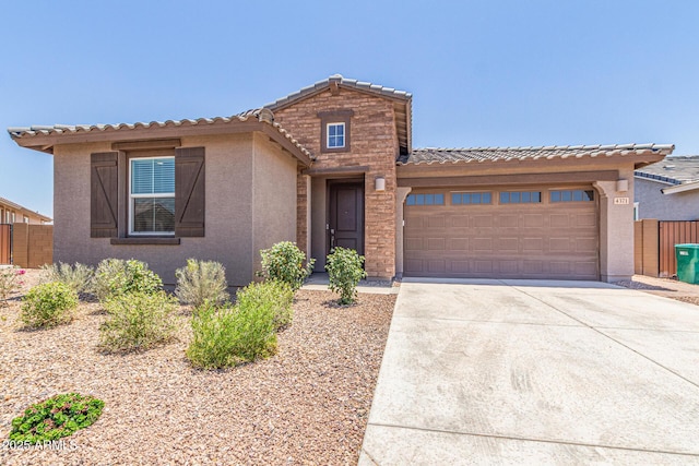 4371 E Enmark Dr, San Tan Valley, AZ 85143 - view of front of property featuring a garage, stucco siding, concrete driveway, and a tiled roof