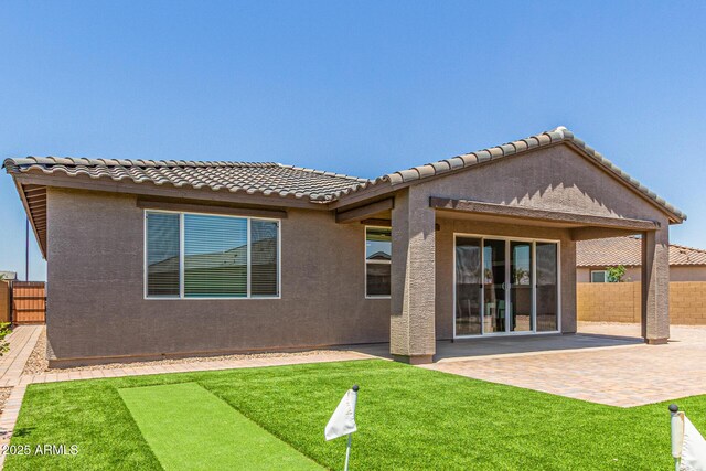 4371 E Enmark Dr, San Tan Valley, AZ 85143 - back of property with a patio area, stucco siding, and a tile roof