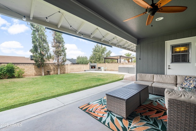 1408 N 62nd Pl, Mesa, AZ 85205 - view of patio featuring outdoor lounge area and ceiling fan