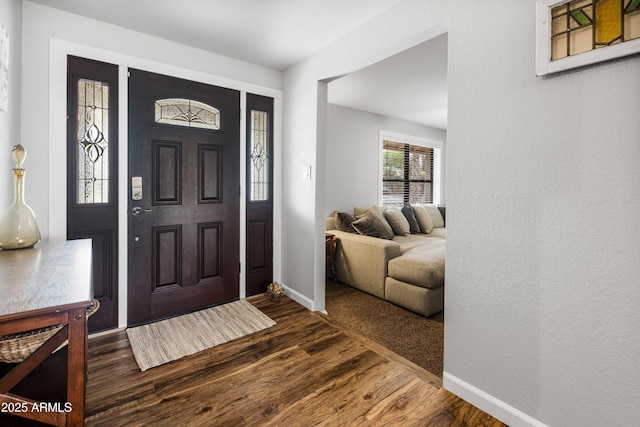1408 N 62nd Pl, Mesa, AZ 85205 - foyer with dark wood-style floors and baseboards