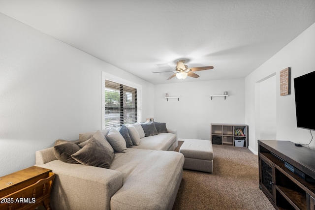 1408 N 62nd Pl, Mesa, AZ 85205 - carpeted living room featuring ceiling fan