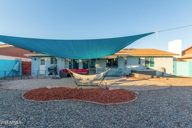 rear view of property featuring a patio, fence, and central air condition unit