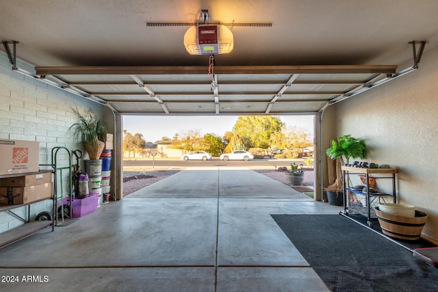 garage with a garage door opener