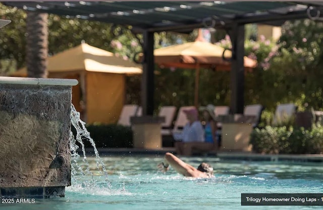 pool with a gazebo