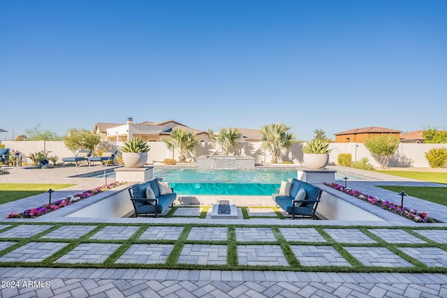 view of pool featuring a patio area