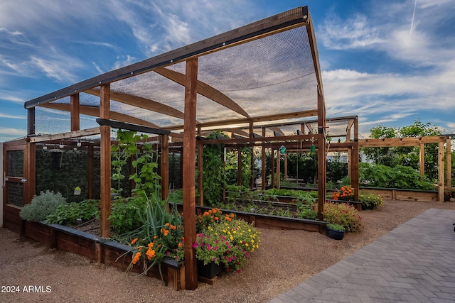 exterior space featuring a pergola