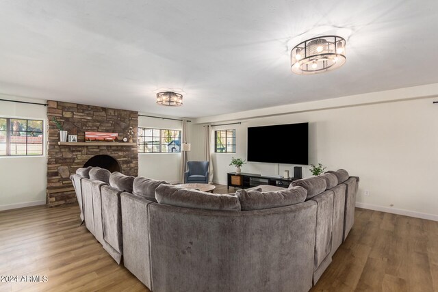 living room with wood-type flooring