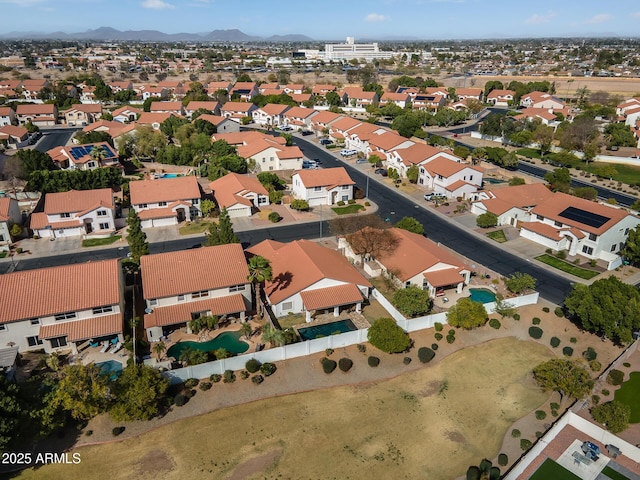 aerial view with a residential view and a mountain view