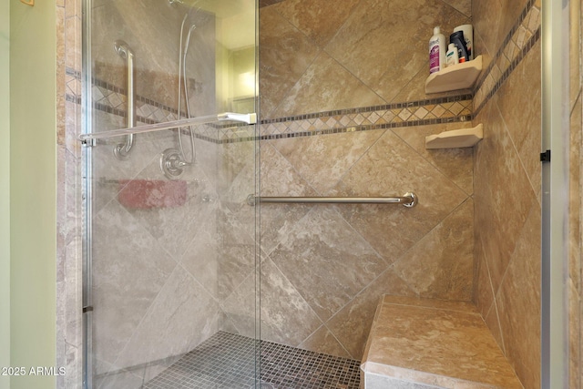 interior details with an enclosed shower