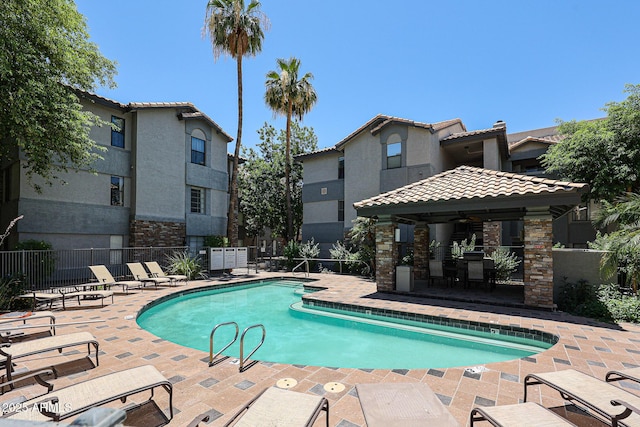 2025 E Campbell Ave Unit 137, Phoenix, AZ 85016 - community pool with a patio and a gazebo
