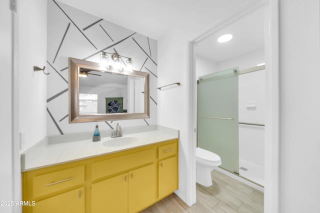 3201 W Mohawk Ln, Phoenix, AZ 85027 - full bathroom with toilet, vanity, and a stall shower