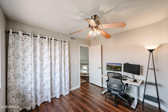 7110 N 28th Dr, Phoenix, AZ 85051 - office space with wood finished floors, baseboards, and a ceiling fan