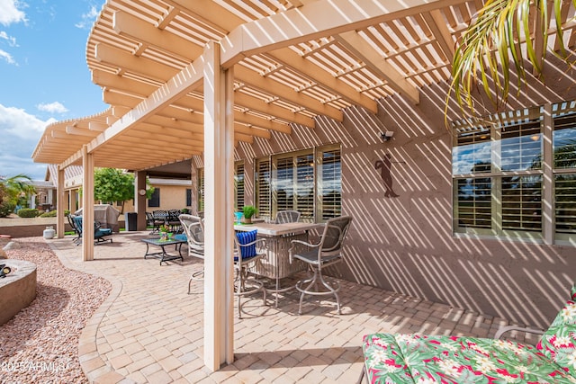 view of patio / terrace featuring a pergola