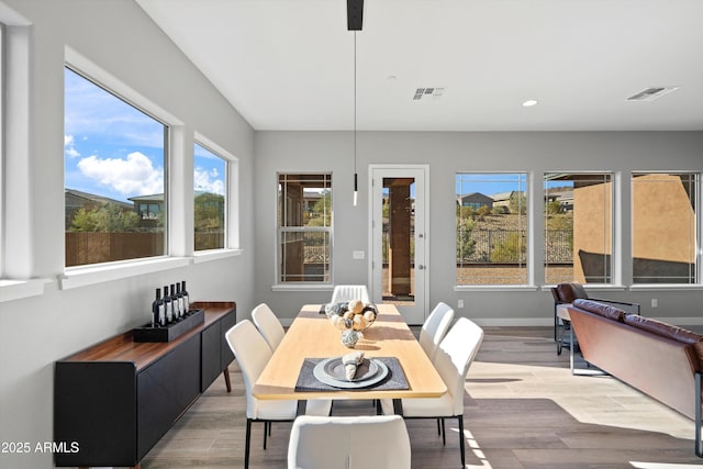 dining area featuring wood-type flooring