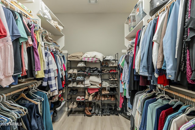 spacious closet featuring wood finished floors