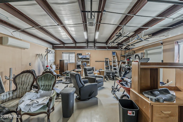 garage with a wall mounted AC