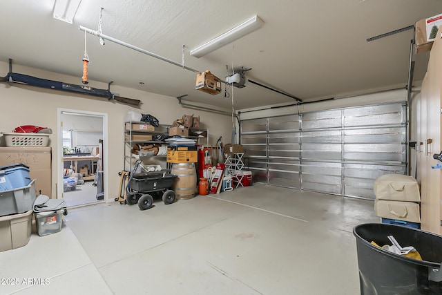 garage with a garage door opener