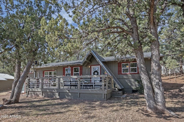 4090 N Cherri Lynn Dr, Pine, AZ 85544 - view of front facade with a wooden deck and crawl space