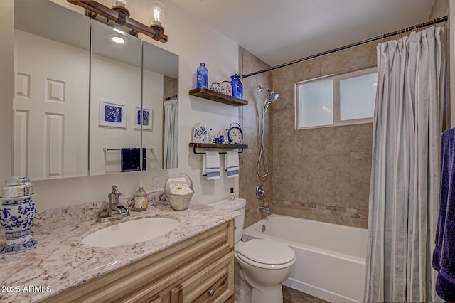 4090 N Cherri Lynn Dr, Pine, AZ 85544 - bathroom with toilet, shower / bath combination with curtain, and vanity