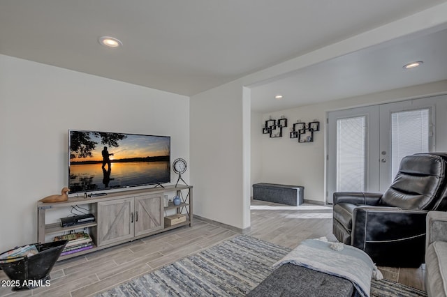 4090 N Cherri Lynn Dr, Pine, AZ 85544 - living area with wood finish floors, recessed lighting, baseboards, and french doors