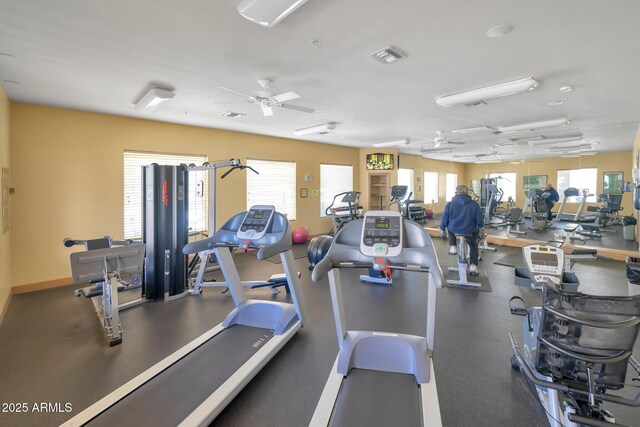 14000 N 94th St Unit 1008, Scottsdale, AZ 85260 - workout area featuring visible vents, a ceiling fan, and baseboards