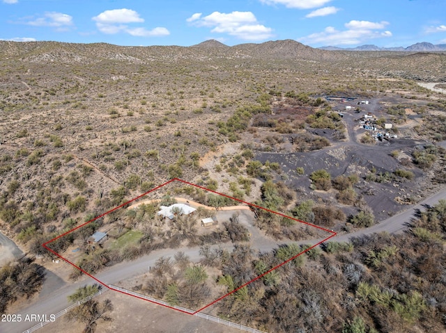 drone / aerial view with a mountain view