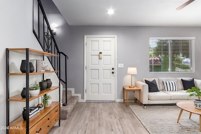 foyer featuring light hardwood / wood-style floors